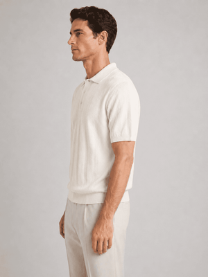 Open Collar Structured Knit Polo - VAMMORA