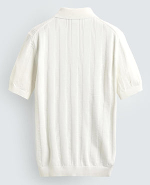 Open Collar Structured Knit Polo - VAMMORA