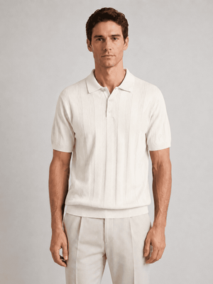 Open Collar Structured Knit Polo - VAMMORA