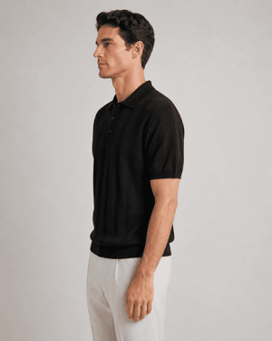 Open Collar Structured Knit Polo - VAMMORA