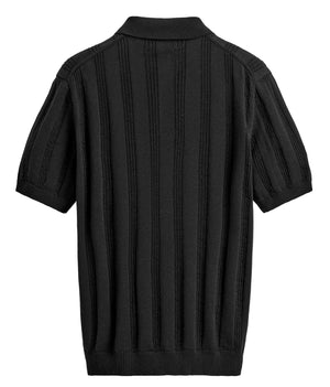 Open Collar Structured Knit Polo - VAMMORA