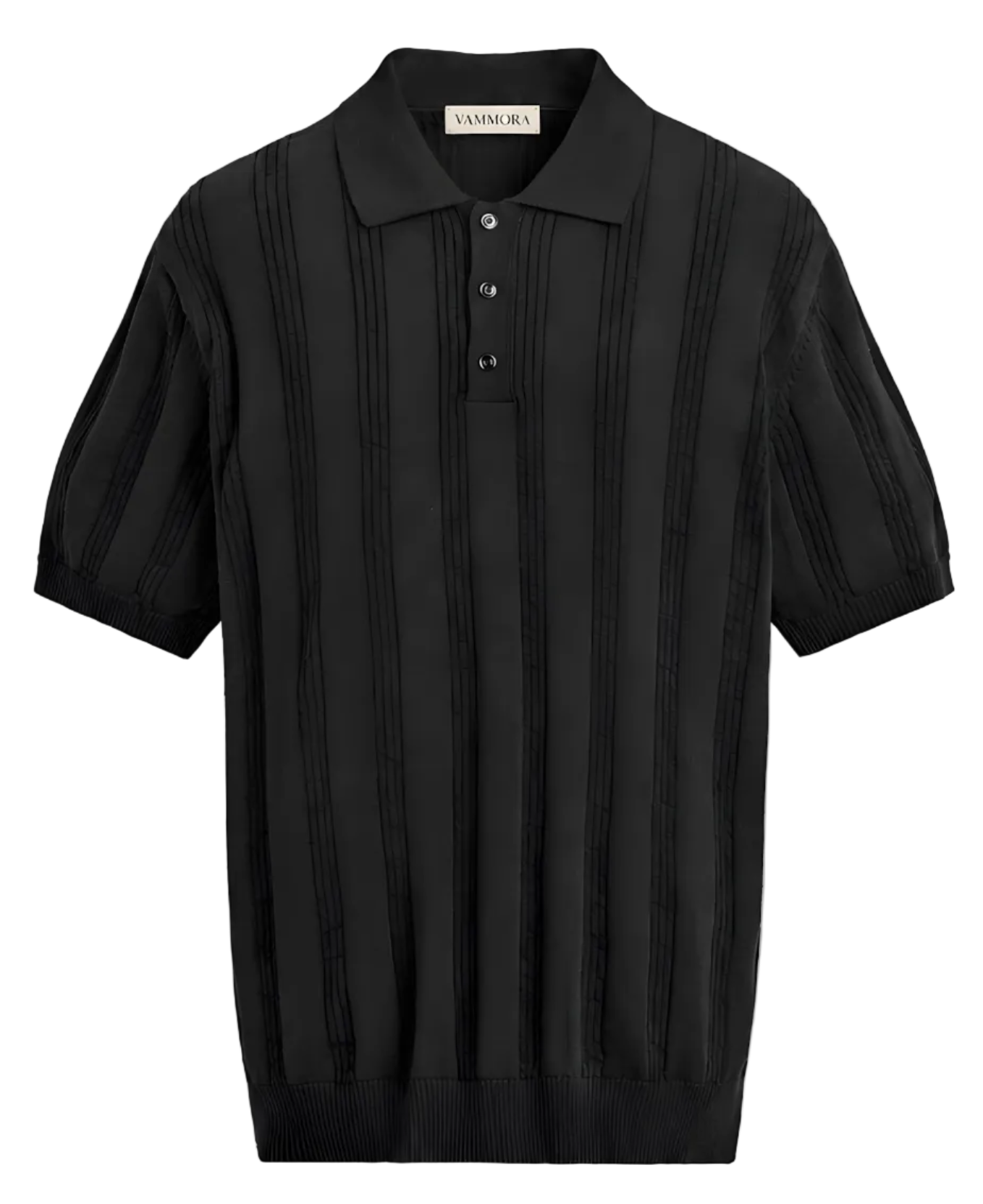 Open Collar Structured Knit Polo