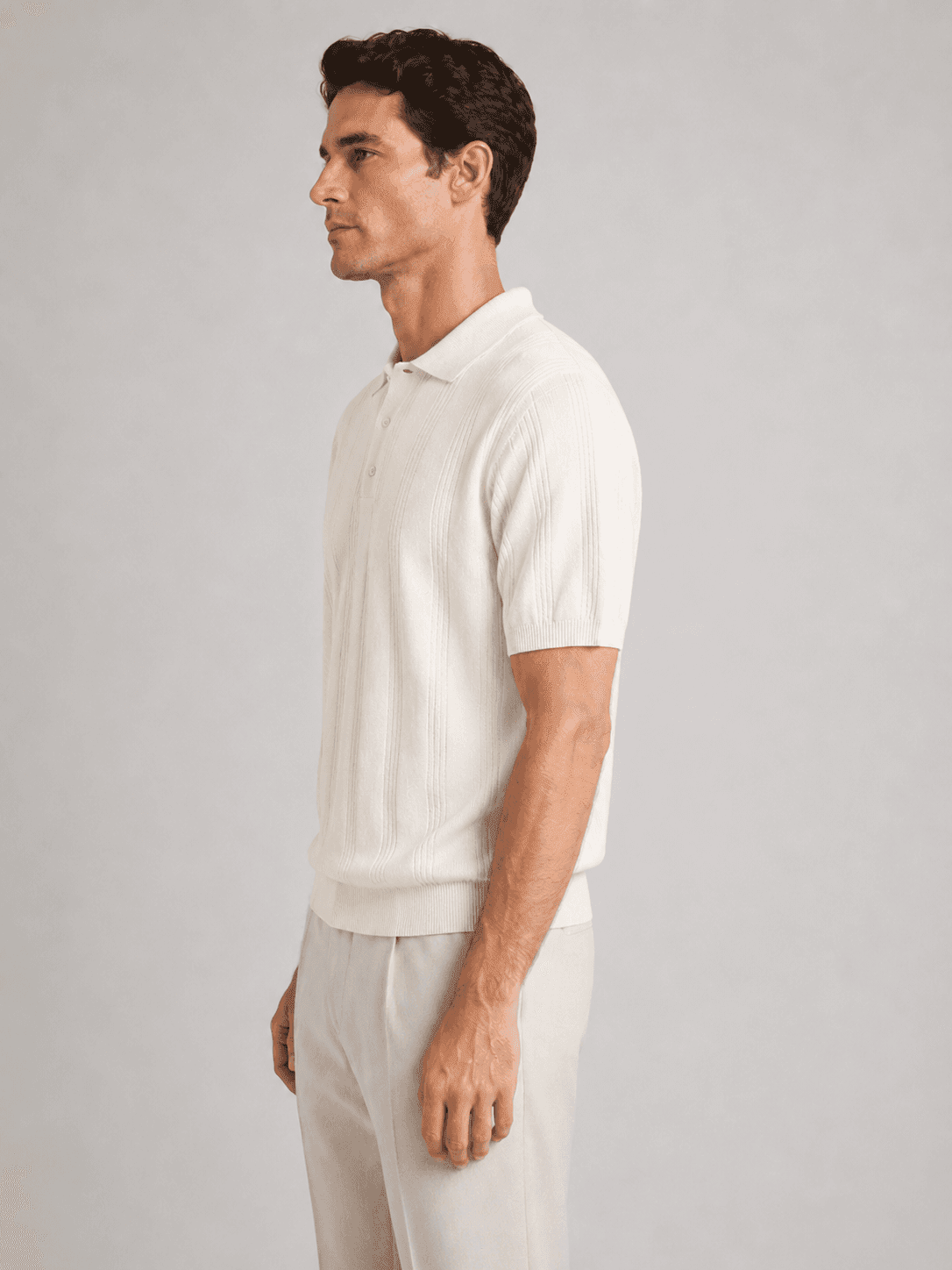 Open Collar Structured Knit Polo - VAMMORA