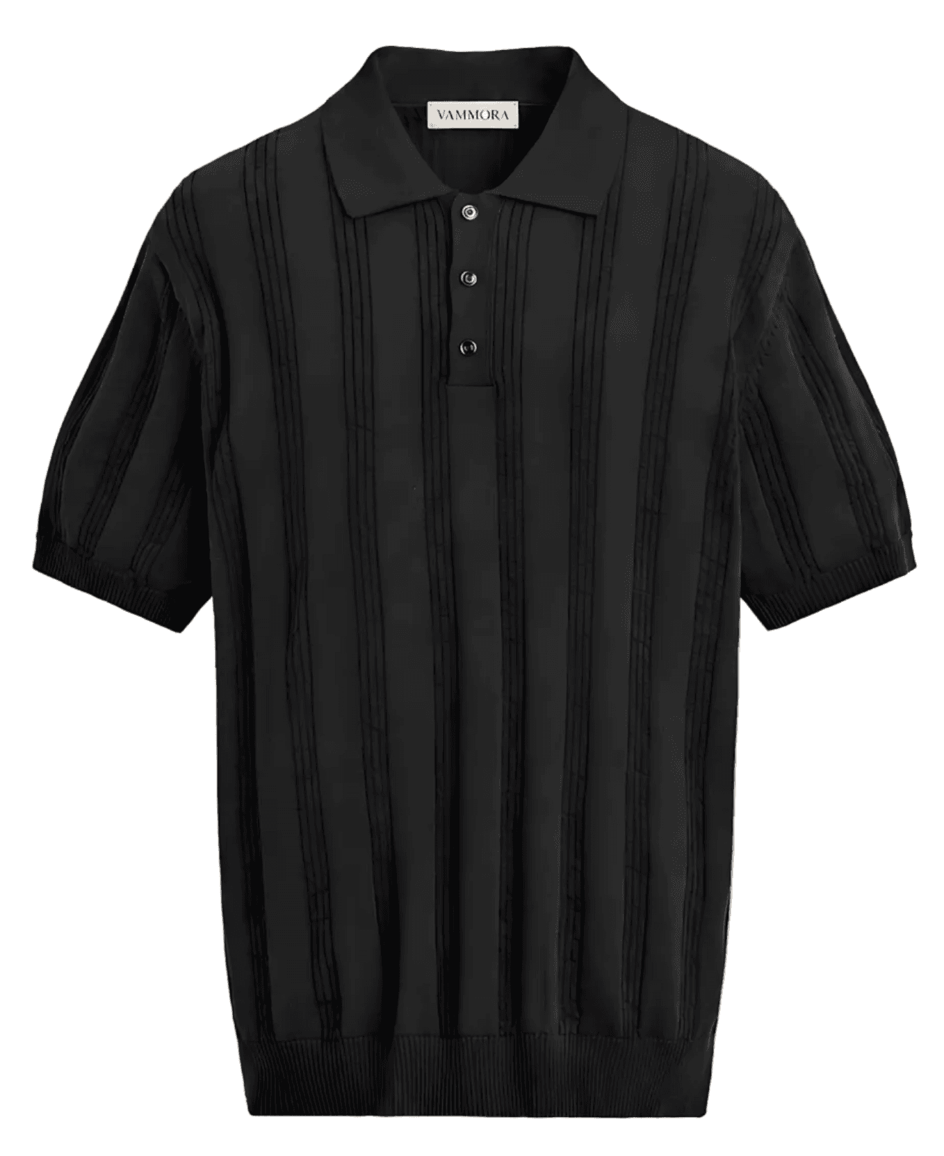 Open Collar Structured Knit Polo - VAMMORA