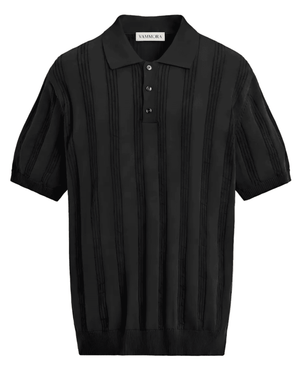 Open Collar Structured Knit Polo - VAMMORA
