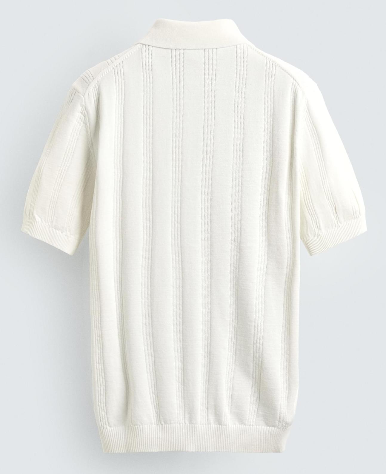 Open Collar Structured Knit Polo - VAMMORA