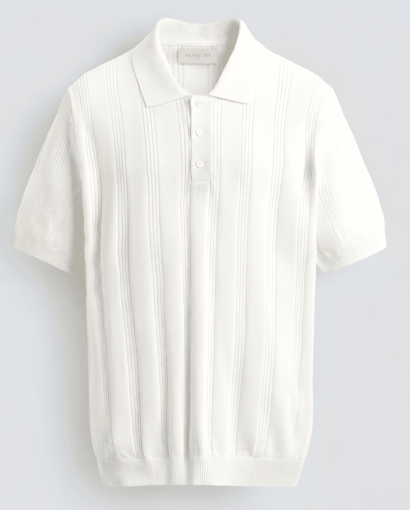 Open Collar Structured Knit Polo - VAMMORA