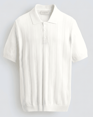 Open Collar Structured Knit Polo - VAMMORA